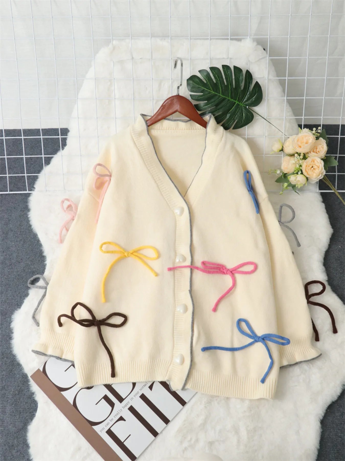 Bow Tie Button Up Cardigan Easy Apparels