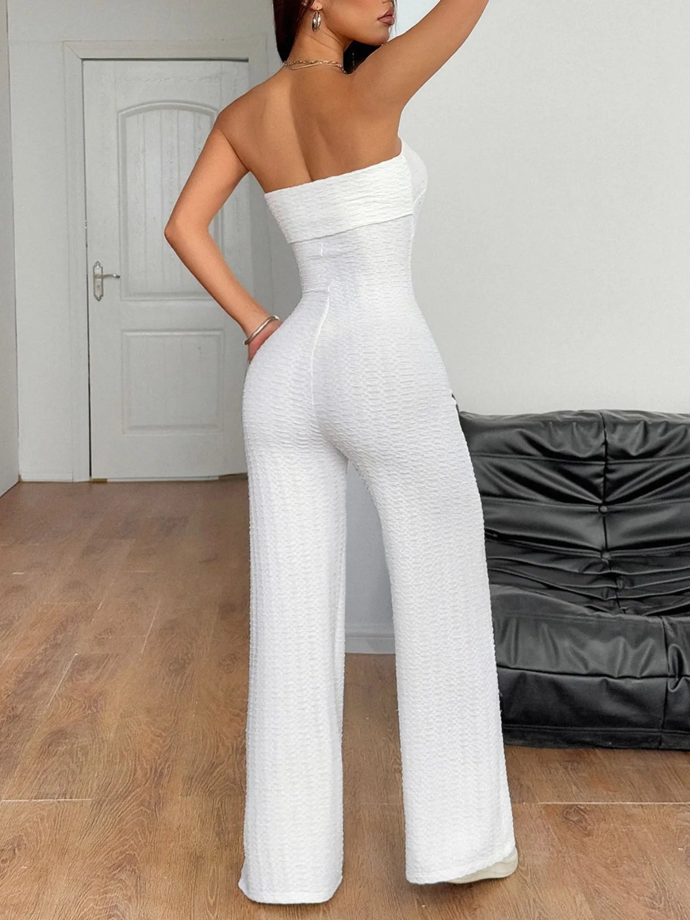 Sweetheart Neck Wide Leg Tube Jumpsuit Easy Apparels