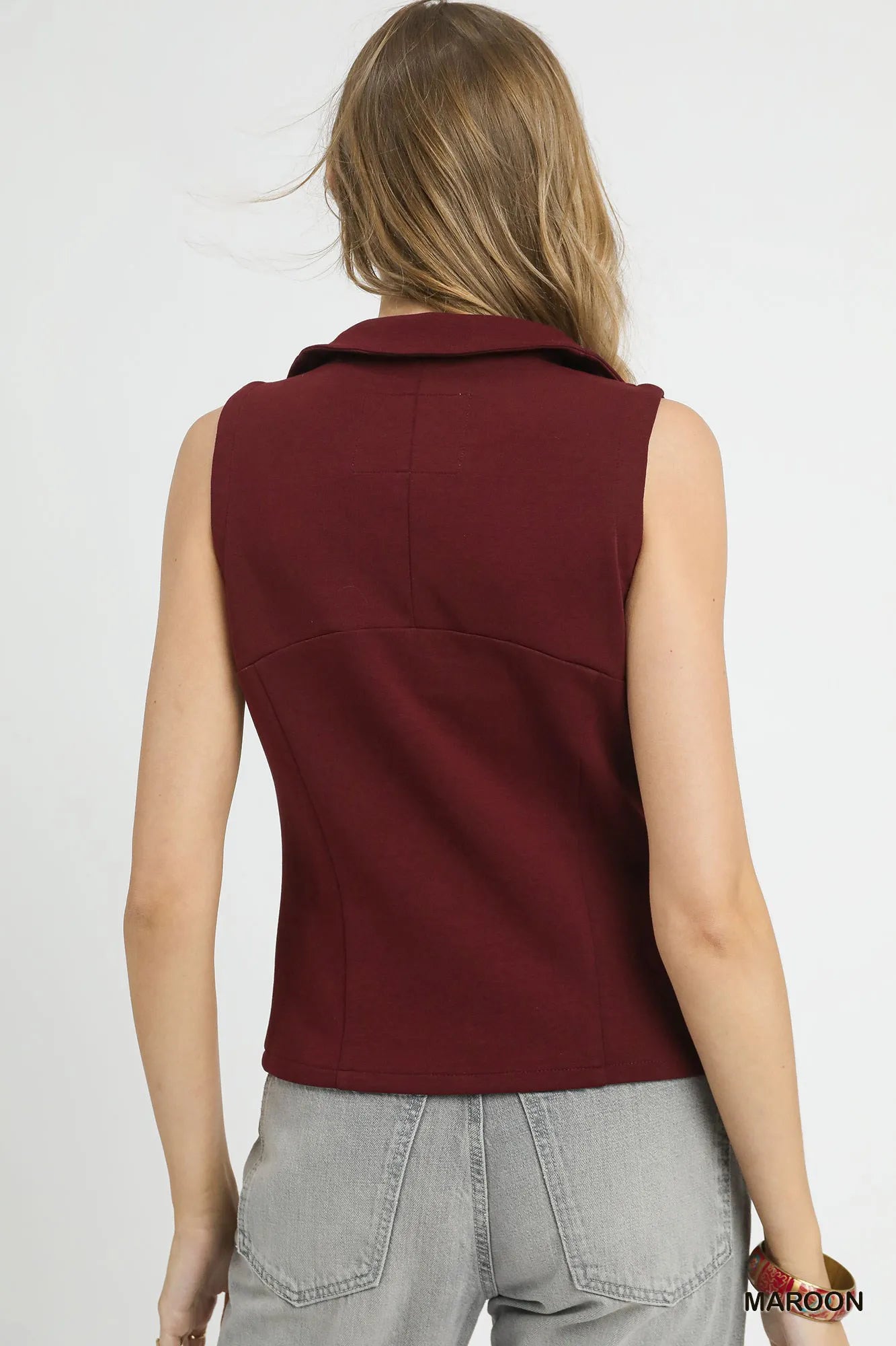 Umgee Zip-Front Fitted Vest with Pockets Easy Apparels
