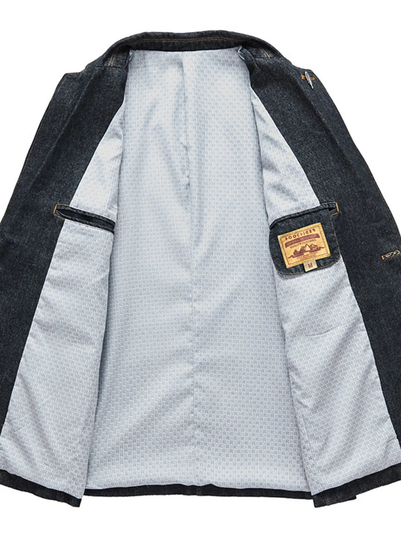 Men's Plus Size Lapel Collar Long Sleeve Denim Blazer Easy Apparels