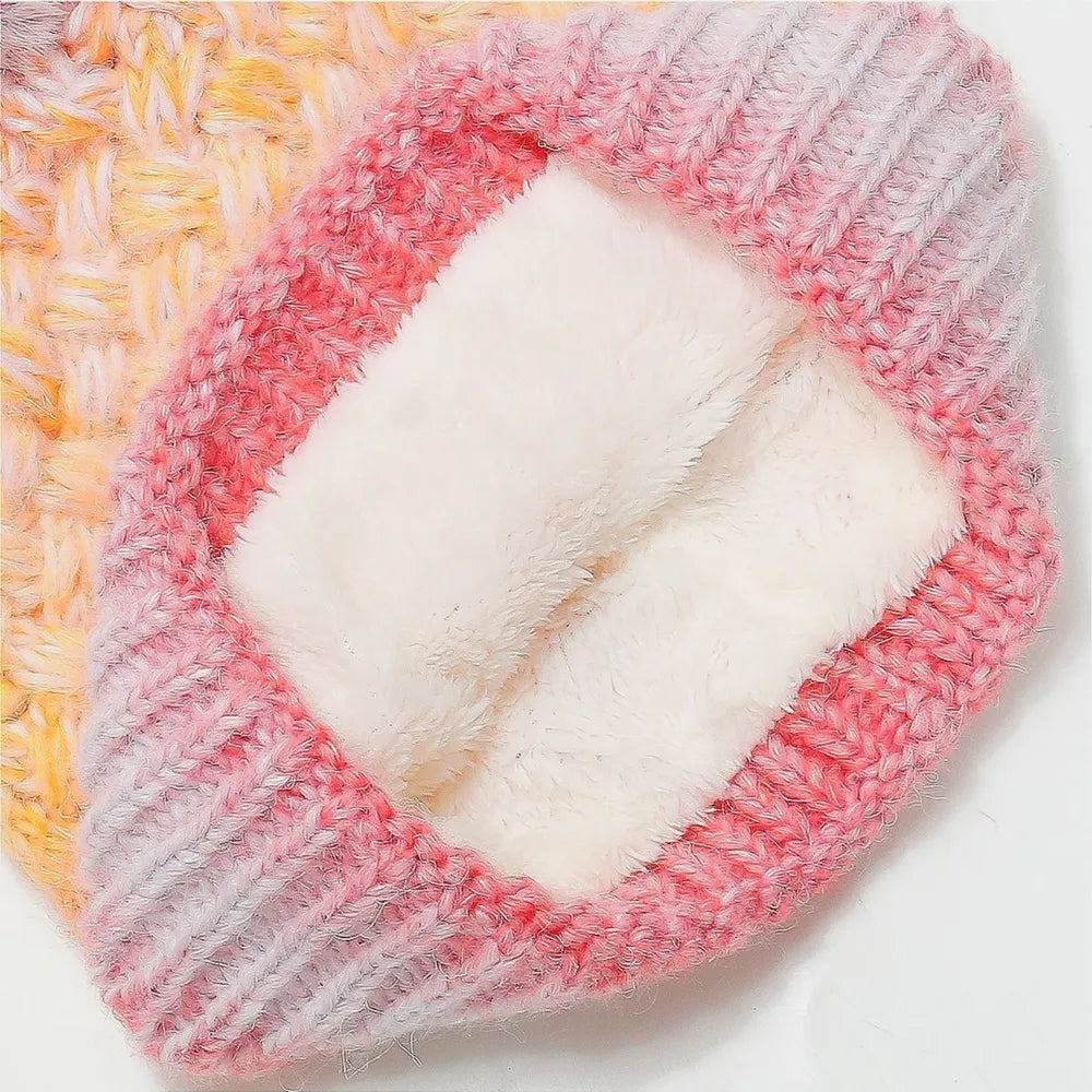 Gradient Knit Hat with Pompom Easy Apparels
