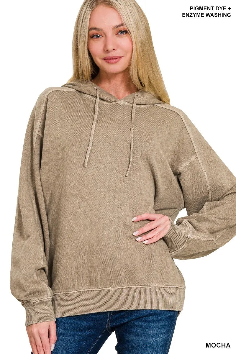 Trendsi Zenana French Terry Pigment Dye & Enzyme Washing Hoodie