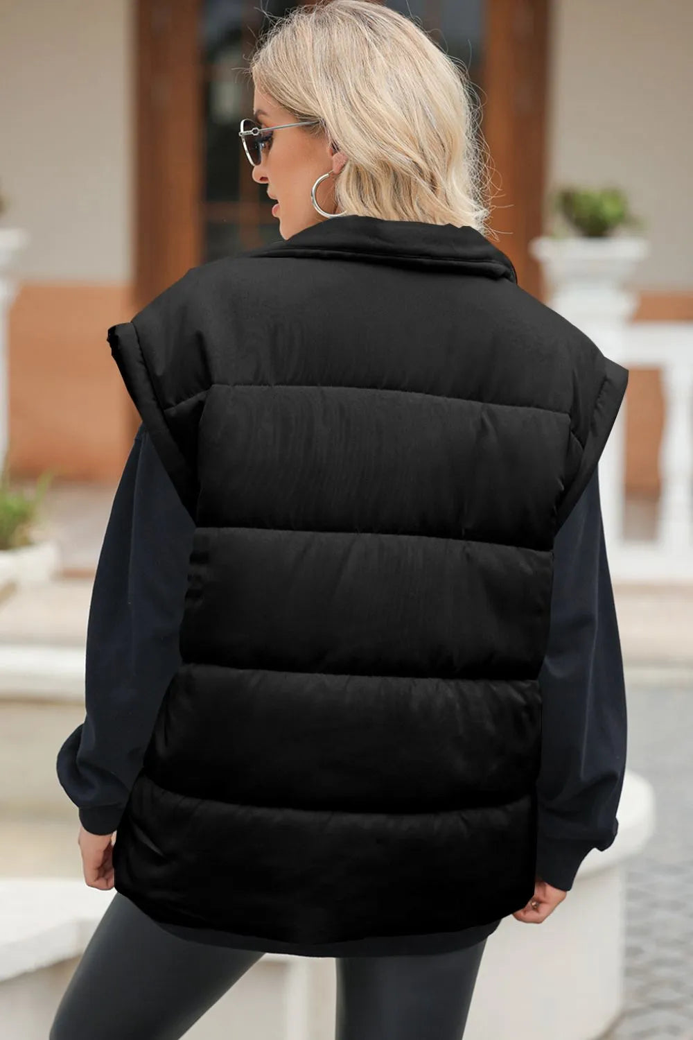 Zip Up Puffer Vest Coat with Pockets Easy Apparels