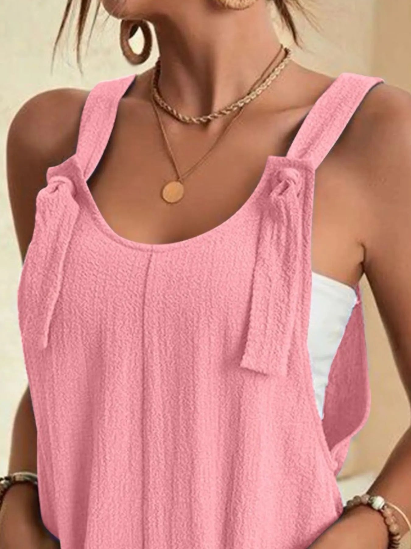 Full Size Knot Strap Romper with Pockets Plus Size Easy Apparels