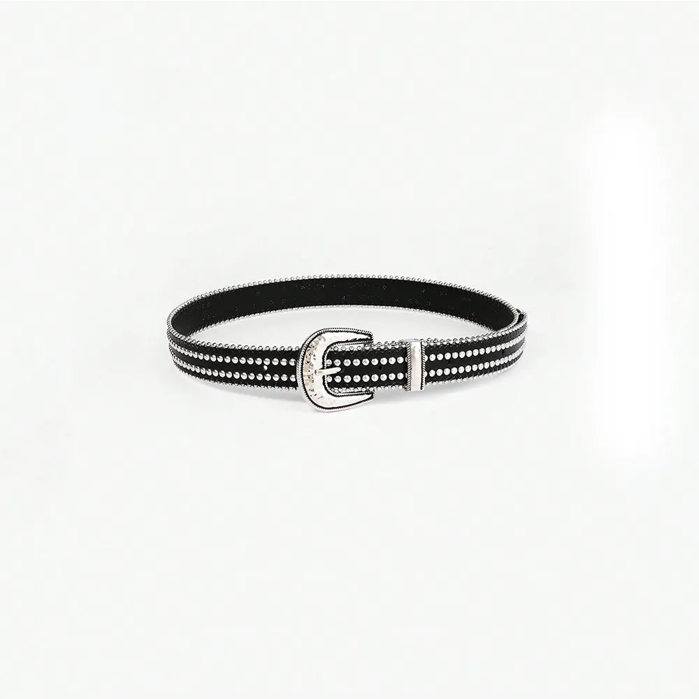 Studded Rhinestone PU Leather Belt Easy Apparels