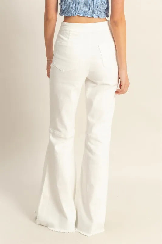 HYFVE Raw Hem High-Waist Washed Flared Jeans Easy Apparels