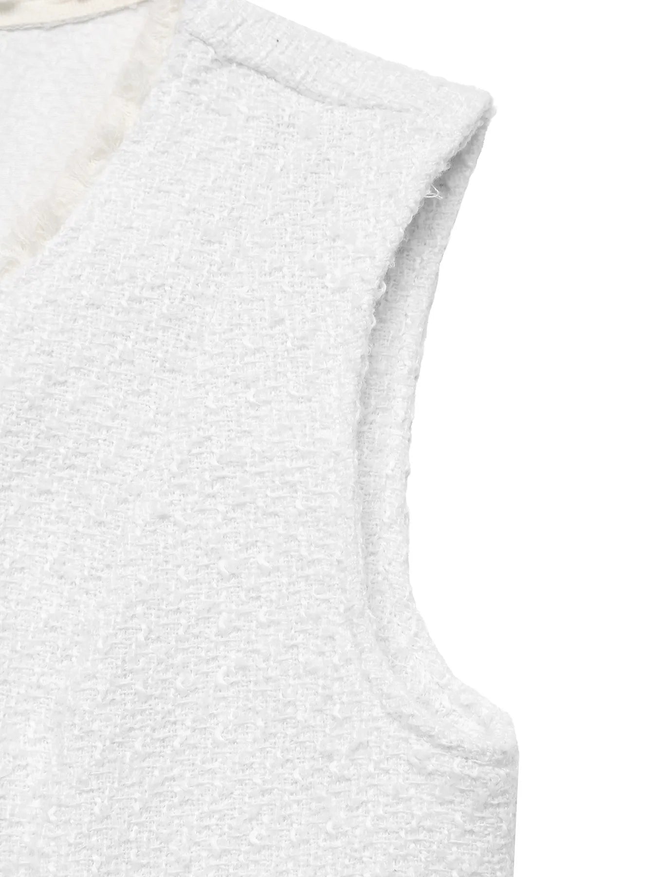 Textured Button-Front Vest with Raw Edge Easy Apparels
