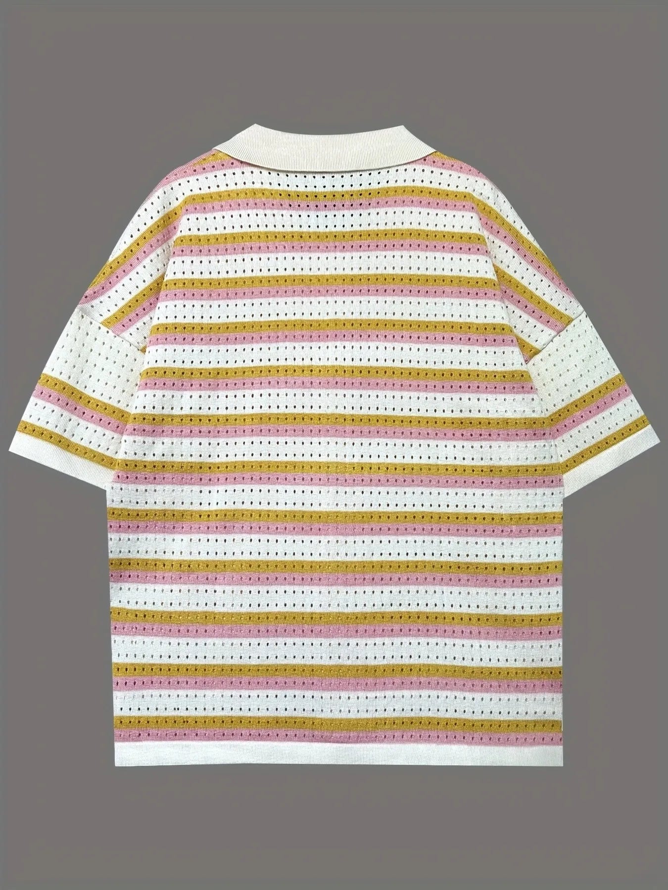 Colorful Striped Button Up Top and Shorts Sweater Set Easy Apparels