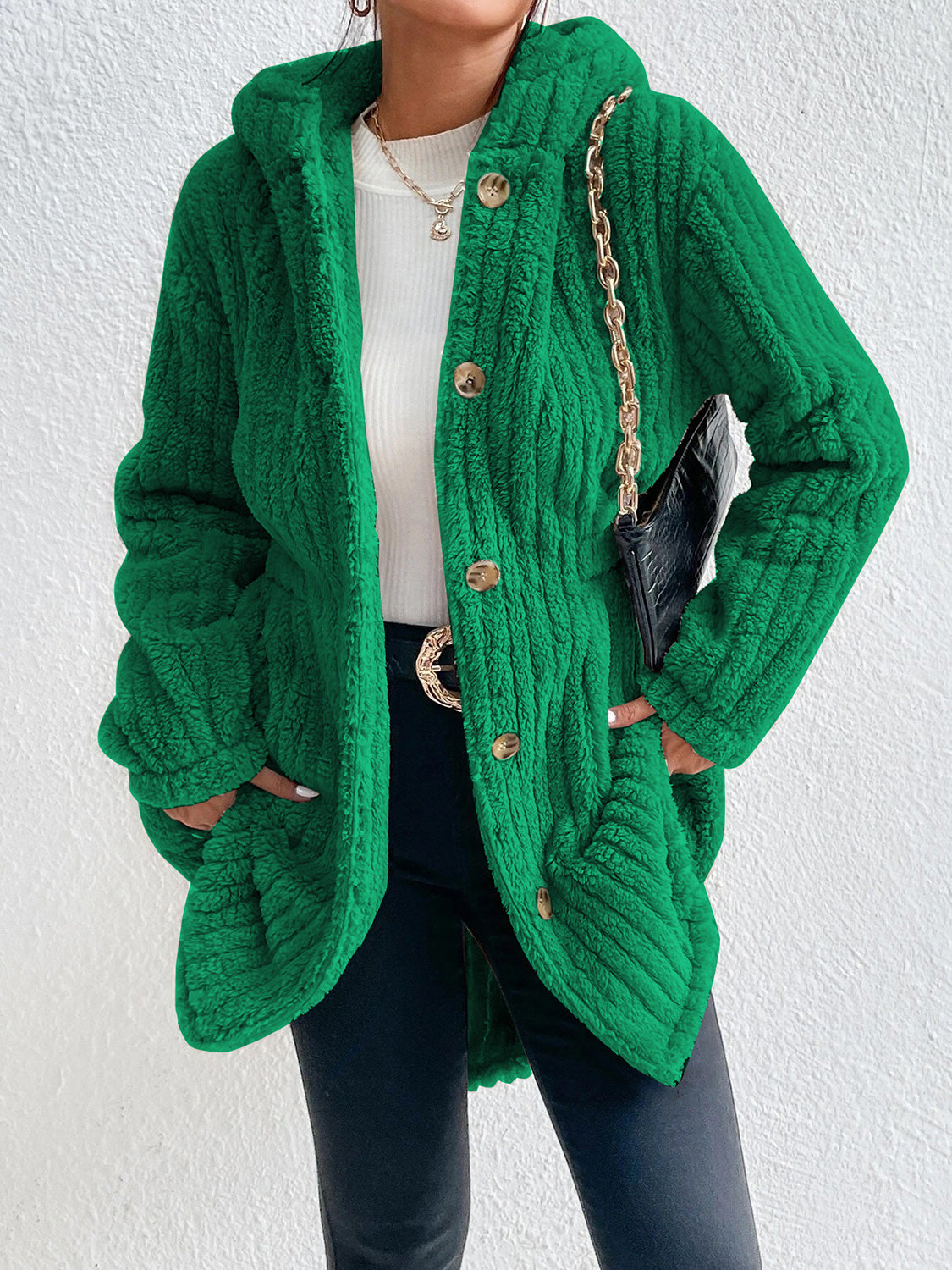 Button Down Hooded Coat Easy Apparels