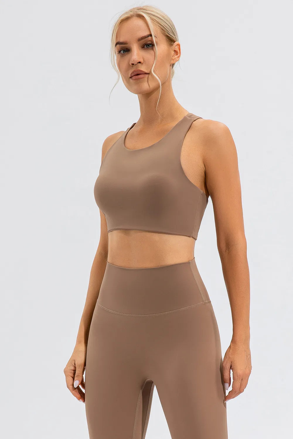 Round Neck Cutout Cropped Active Tank Easy Apparels