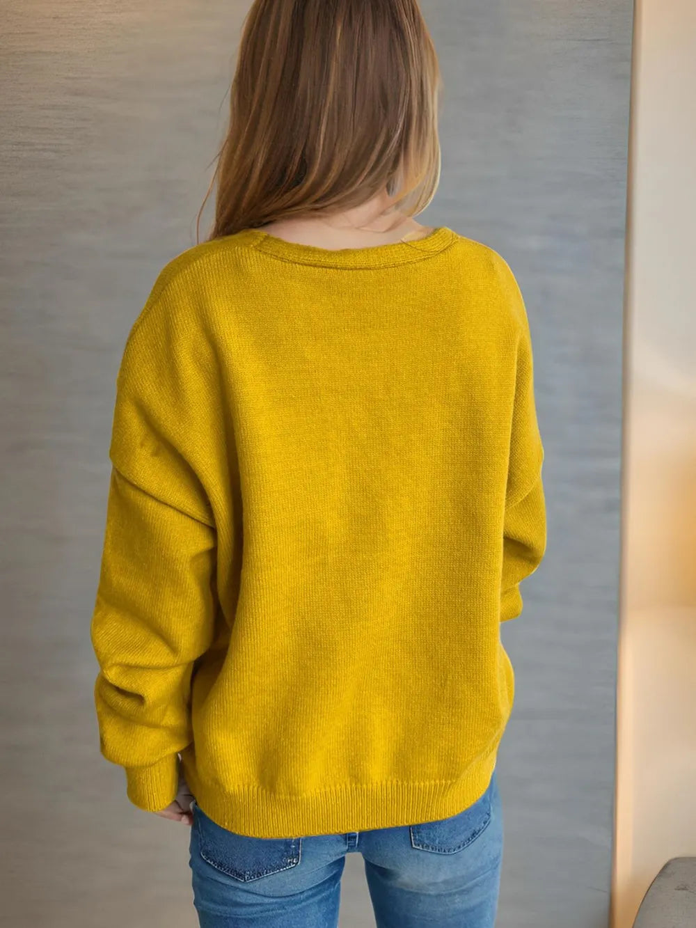 Daisy Button Up V-Neck Cardigan Easy Apparels