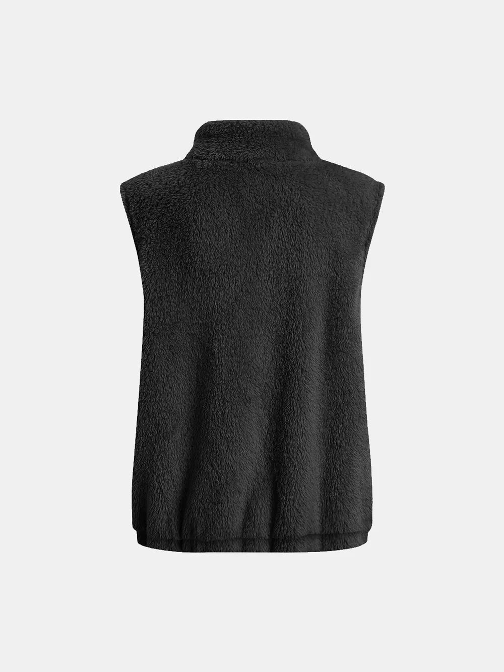 Full Size Fuzzy Zip Up Vest Coat with Pockets Easy Apparels