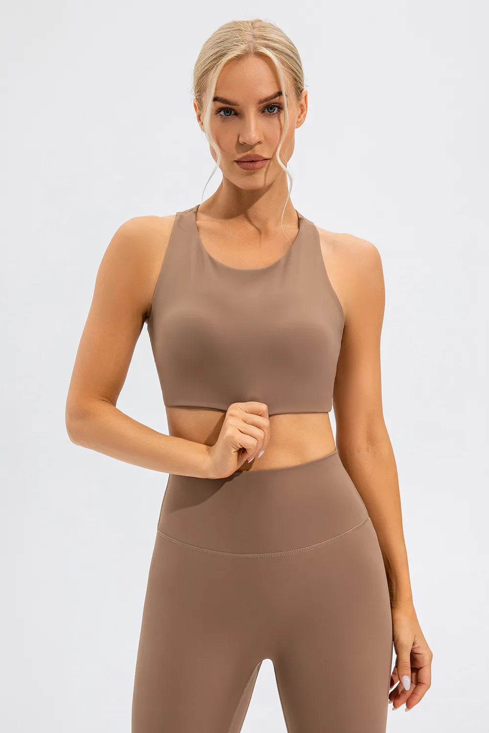 Round Neck Cutout Cropped Active Tank Easy Apparels