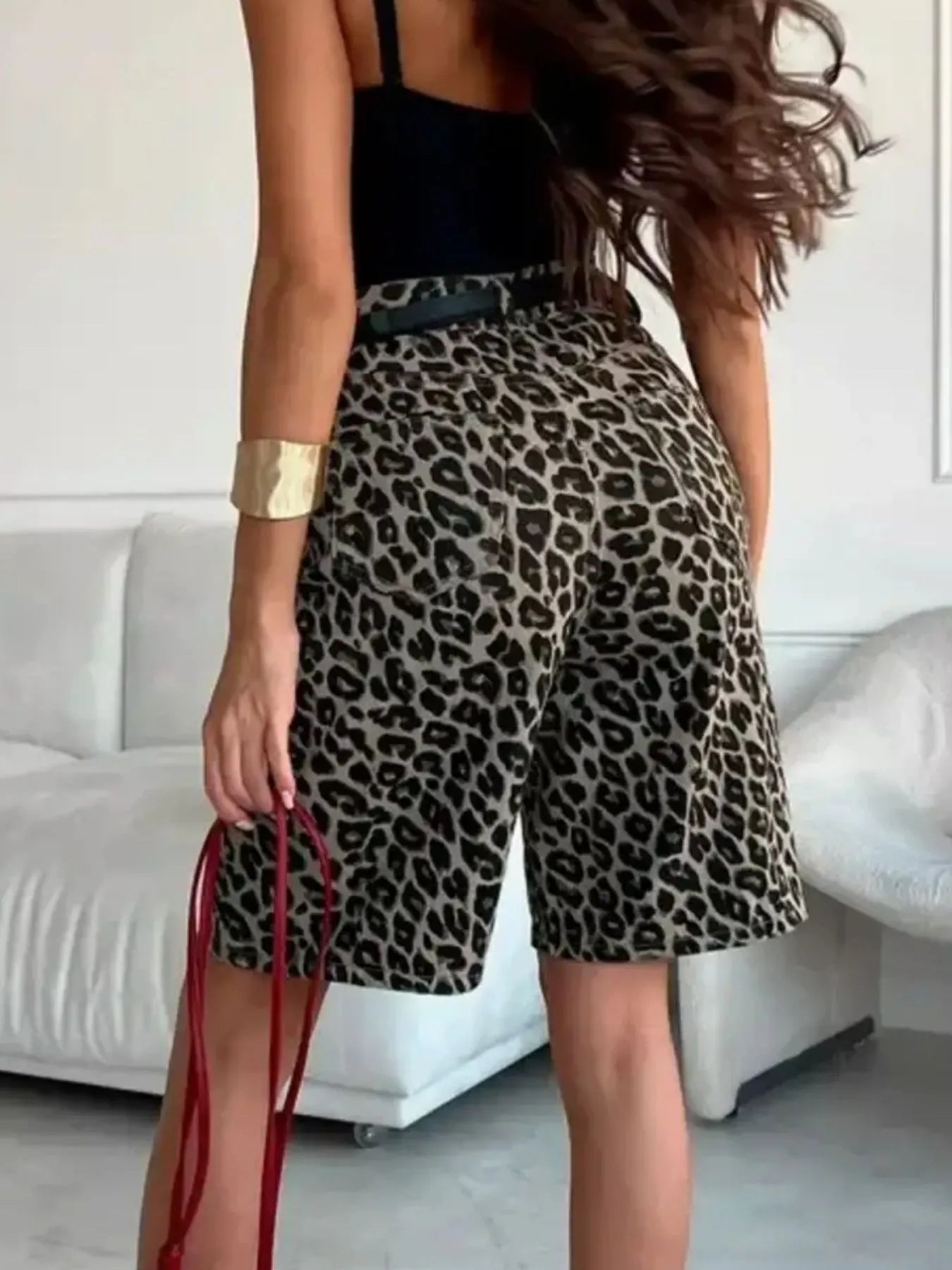 Leopard Print High-Waisted Casual Shorts Easy Apparels