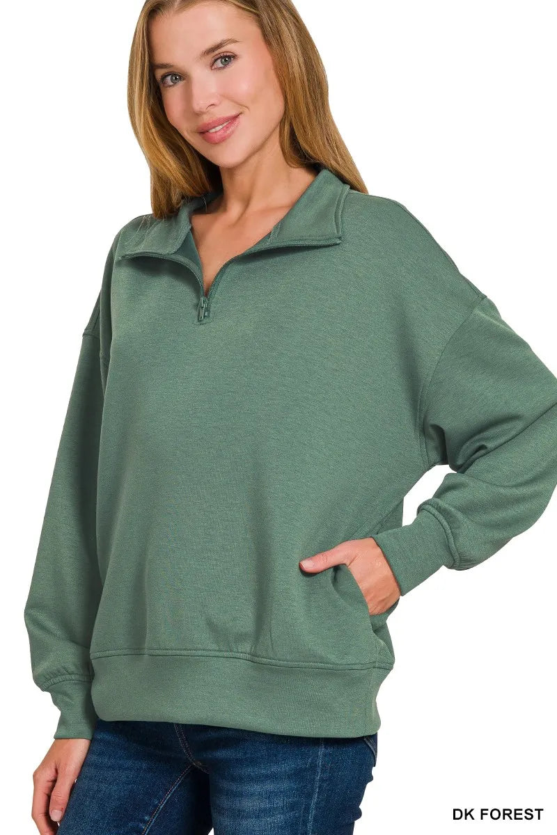 Trendsi Zenana Scuba Quarter-Zip Sweatshirt