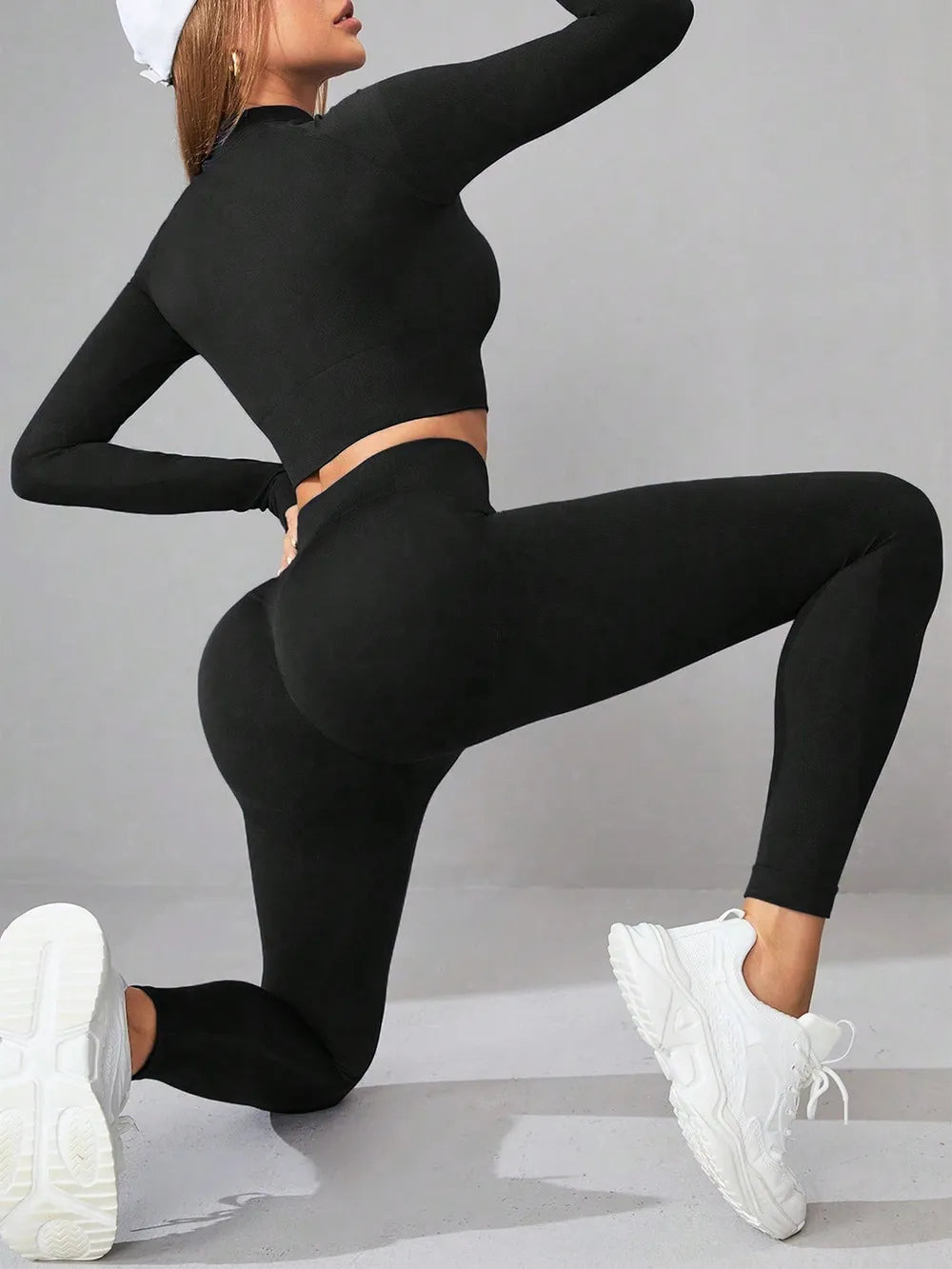 Mock Neck Long Sleeve Top and Leggings Active Set Easy Apparels