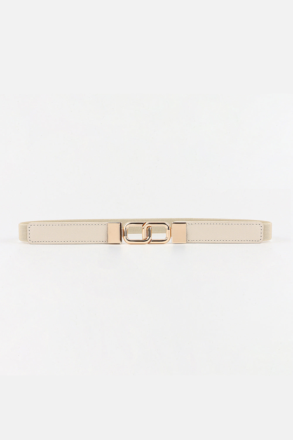 Geometric Double Buckle Elastic Belt Cream One Size Easy Apparels