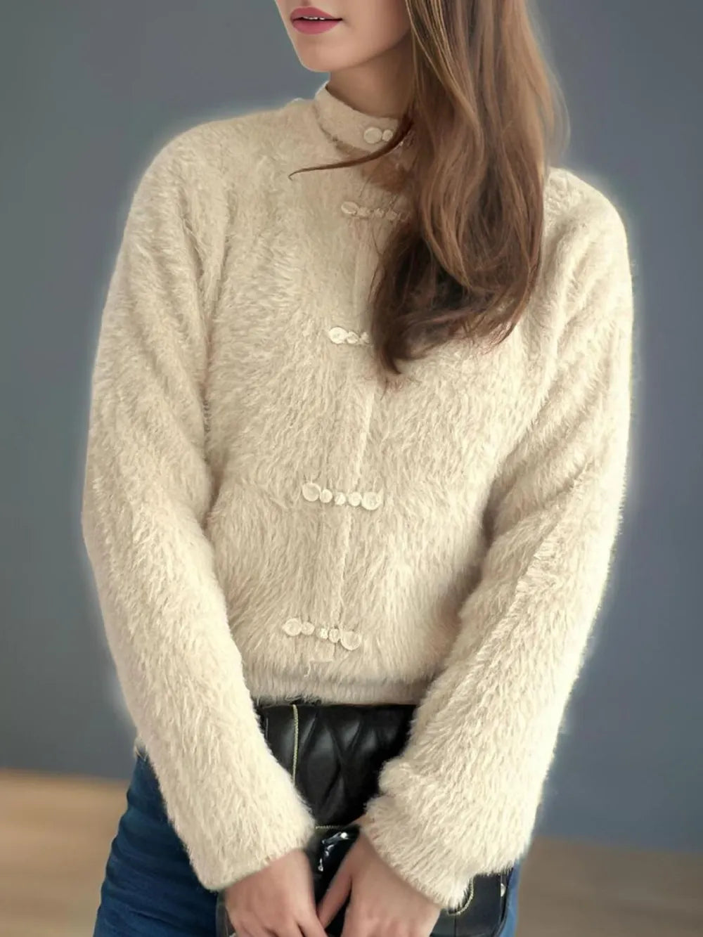 Cutout Knot Button Long Sleeve Cardigan Easy Apparels