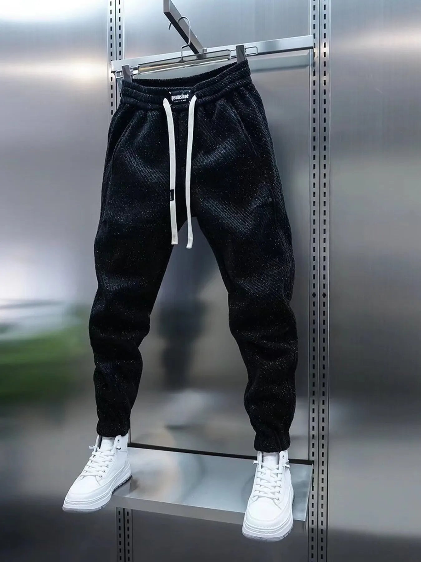 Men's Plus Size Casual Drawstring Joggers Black Easy Apparels