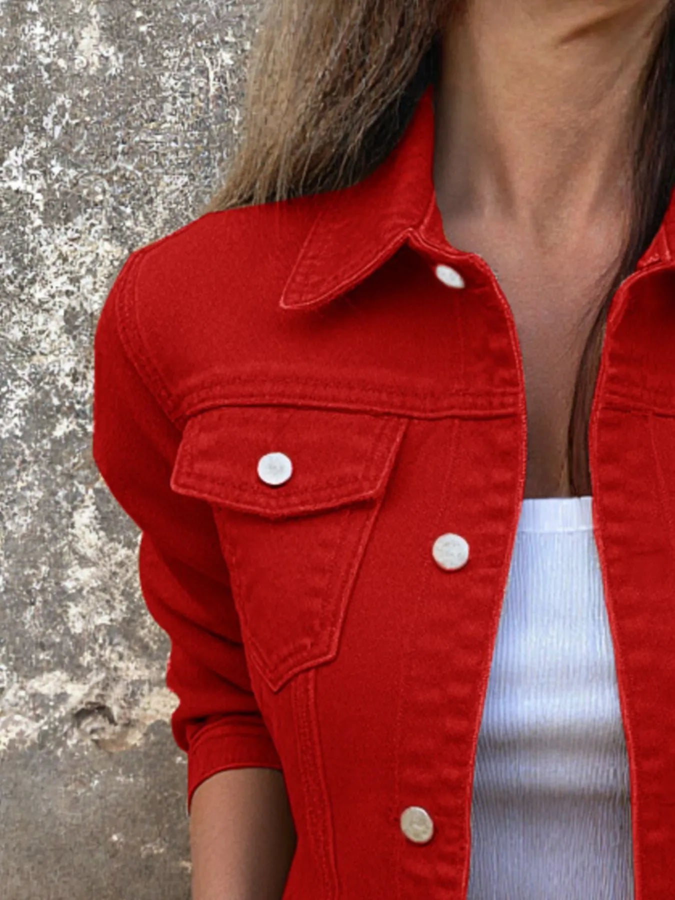 Button Front Closure Denim Jacket Easy Apparels