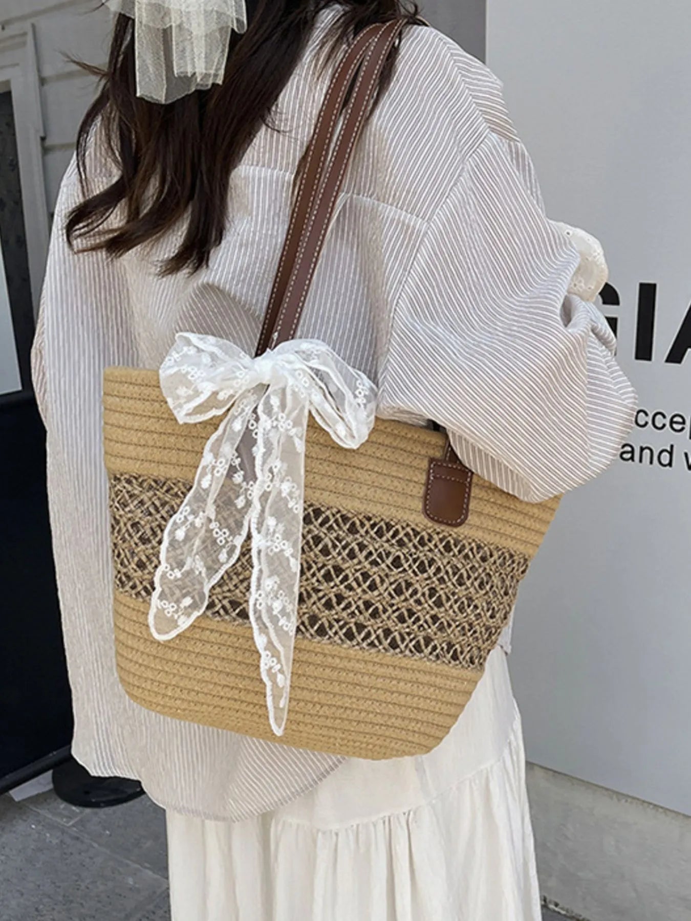 Woven Straw Shoulder Bag Easy Apparels