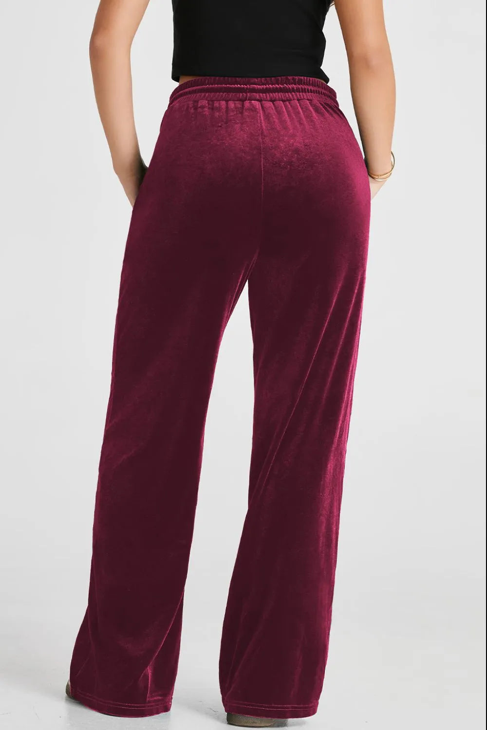 Drawstring Waist Wide Leg Active Pants Easy Apparels