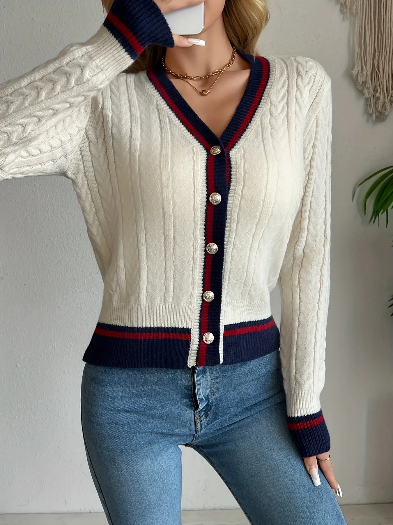 Cable Knit Button-Front Cardigan Easy Apparels