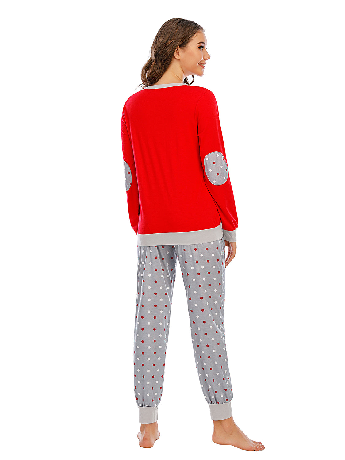Long Sleeve Top and Polka Dot Pants Set Easy Apparels