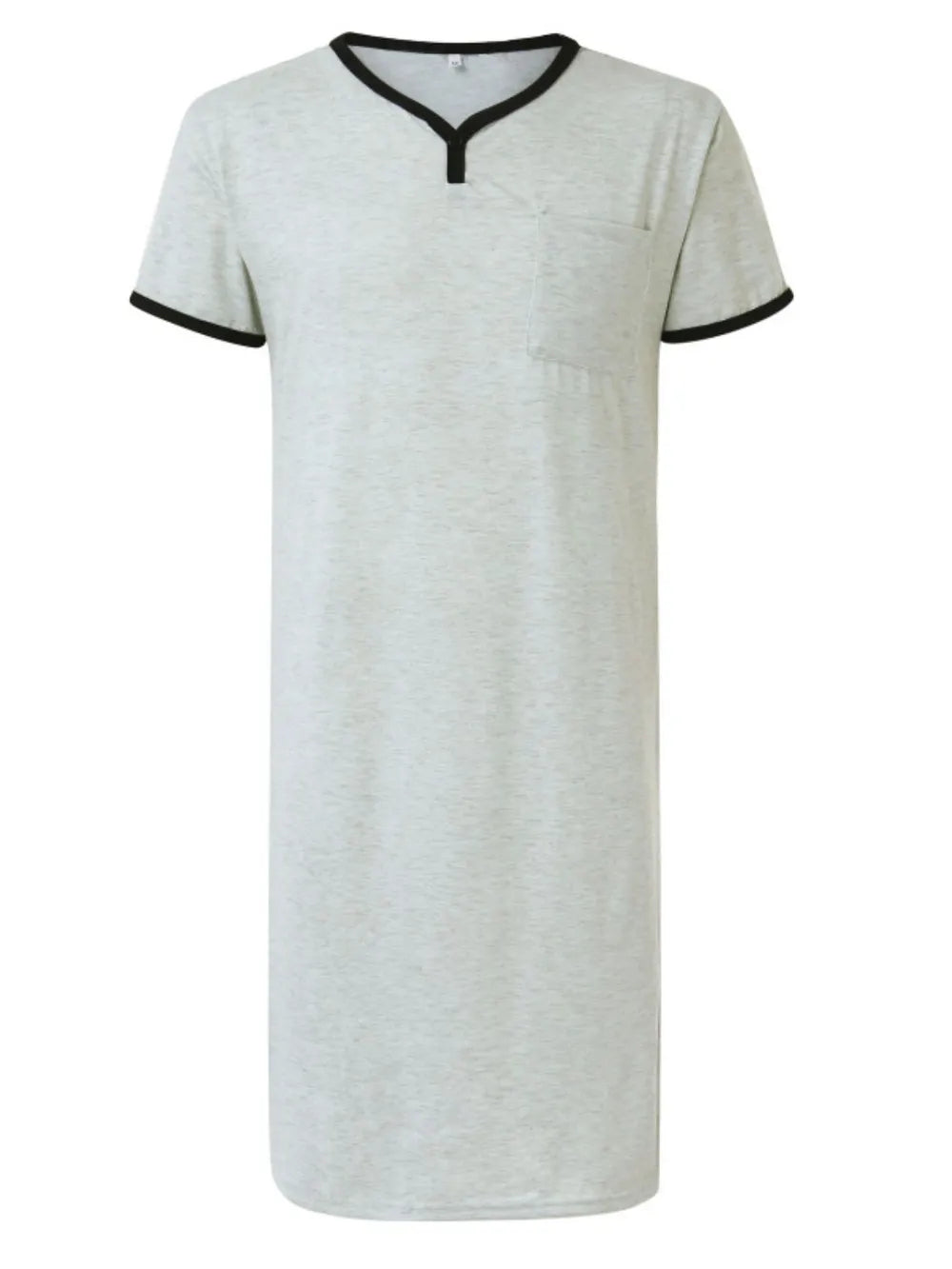 Men's Plus Size Contrast Trim Short Sleeve Lounge Tee Dress Gray Easy Apparels