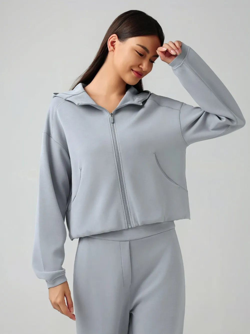 Millennia Zip Up Dropped Shouder Active Hooded Easy Apparels