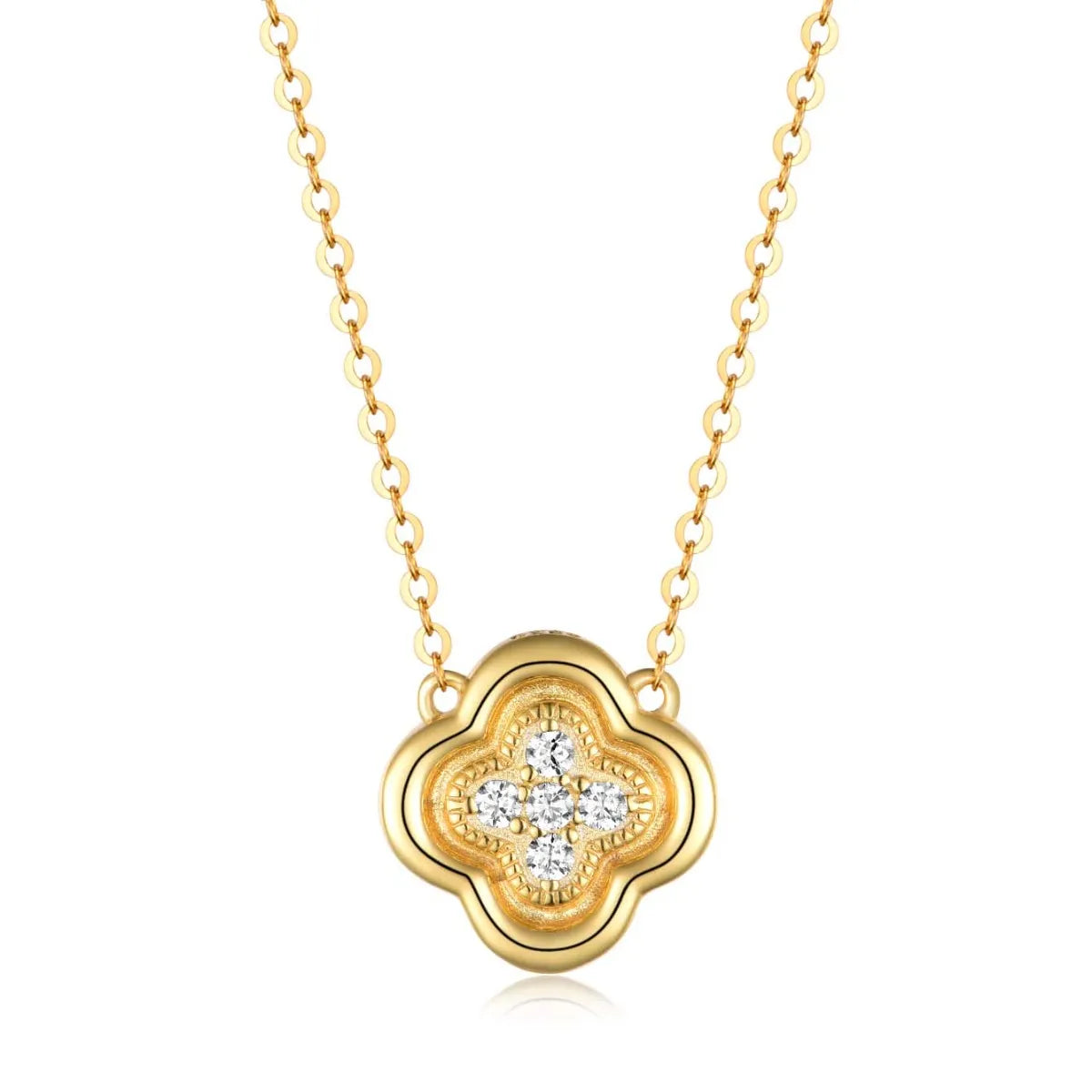 925 Sterling Silver Moissanite Leaf Clover Necklace Easy Apparels
