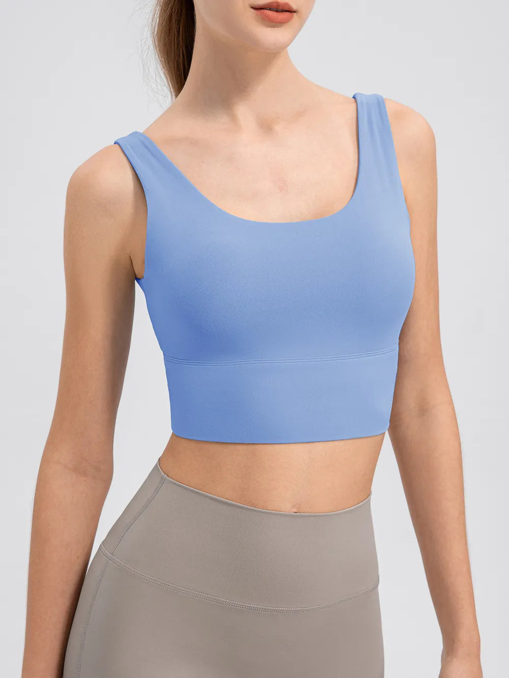 Scoop Neck Wide Strap Active Tank Sky Blue Easy Apparels