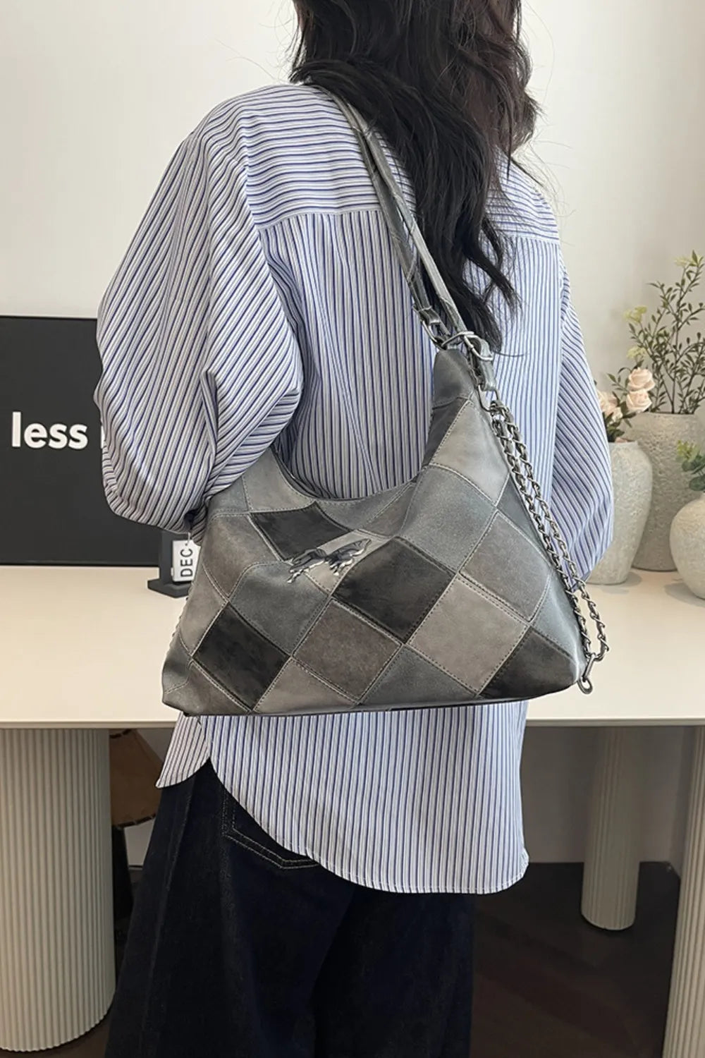 PU Leather Color Block Shoulder Bag Easy Apparels