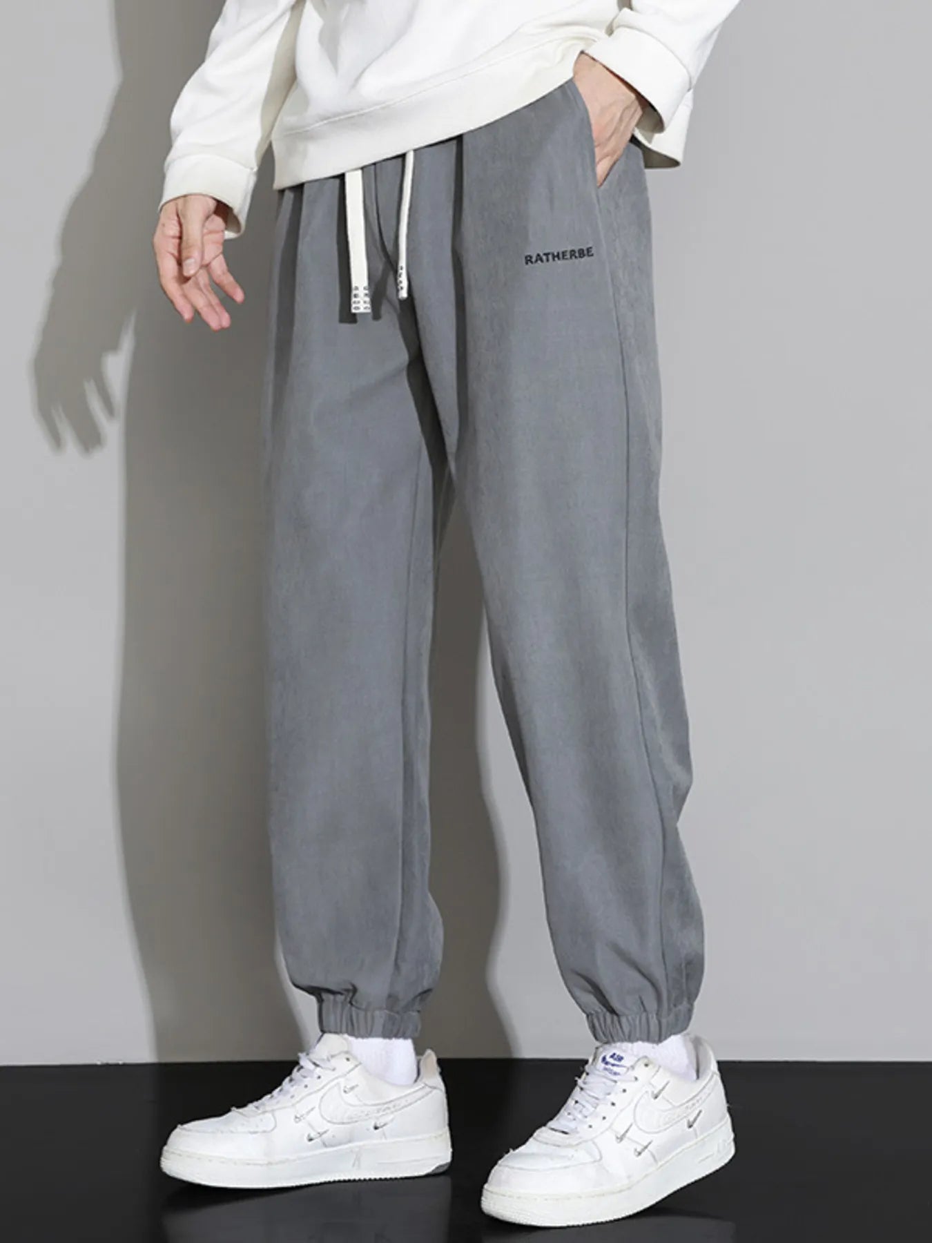 Men's Plus Size Drawstring Joggers with Side Pockets Gray Easy Apparels