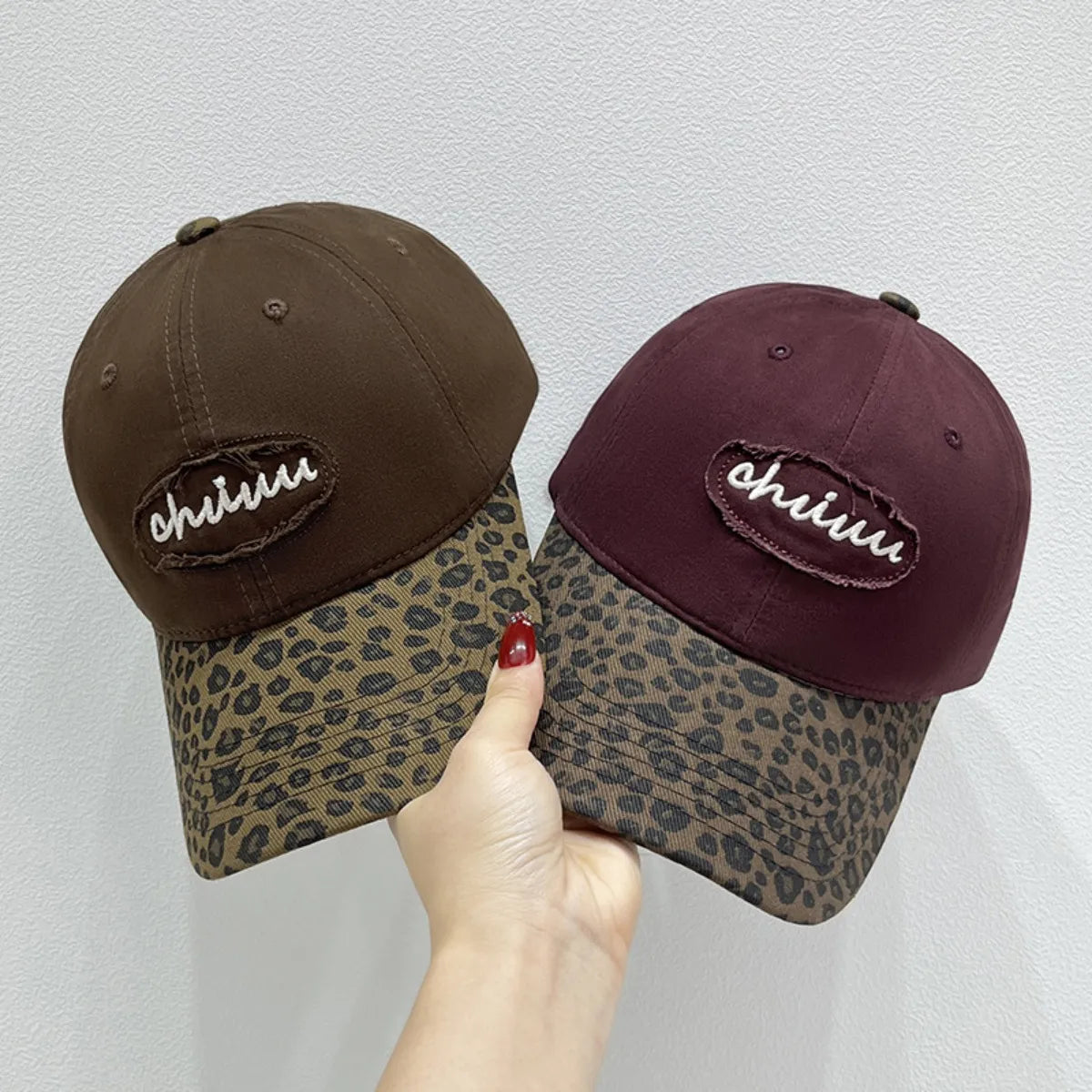 Leopard Print Baseball Cap with Embroidered Letter Easy Apparels