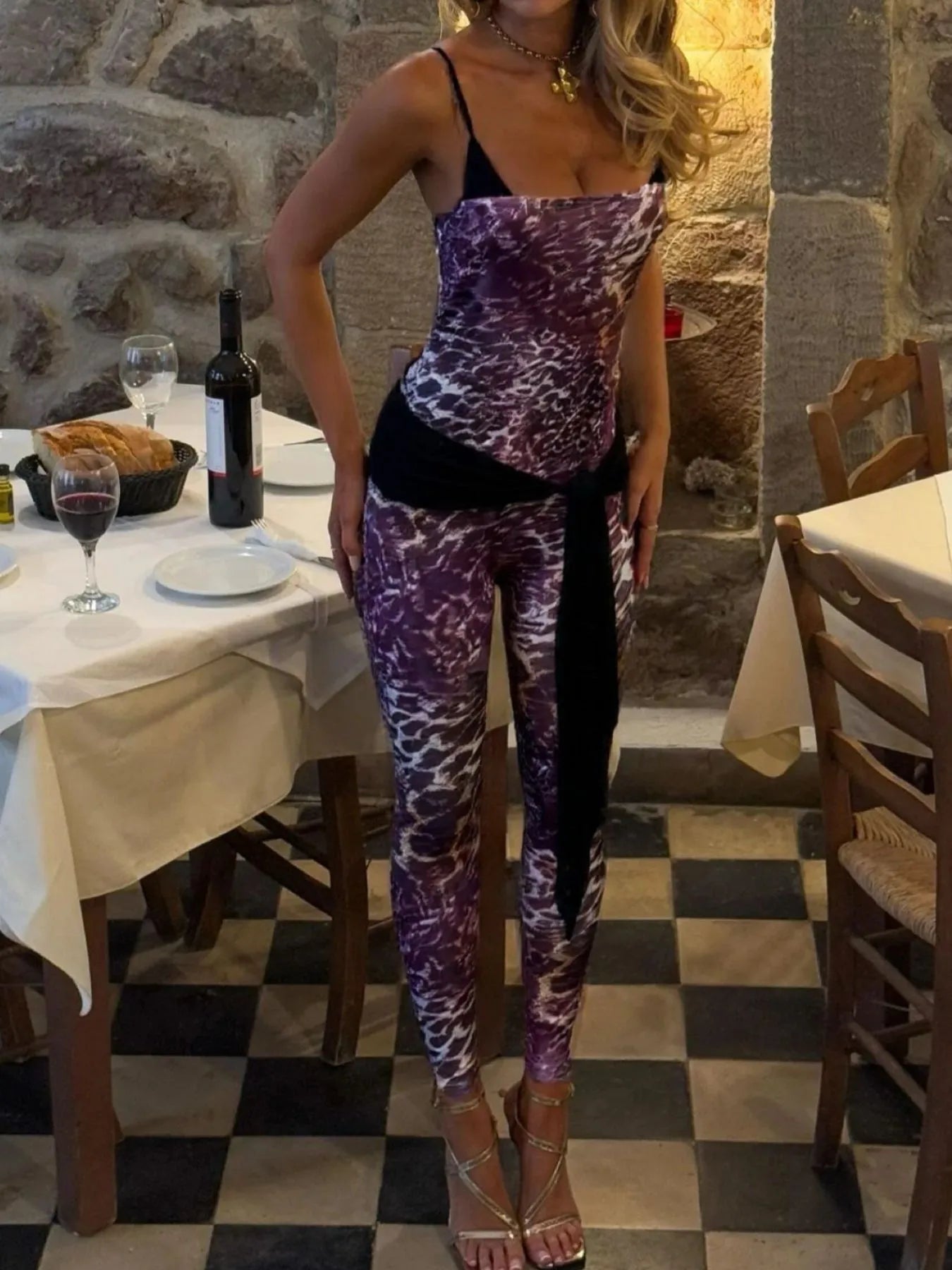Leopard Spaghetti Strap Jumpsuit Easy Apparels