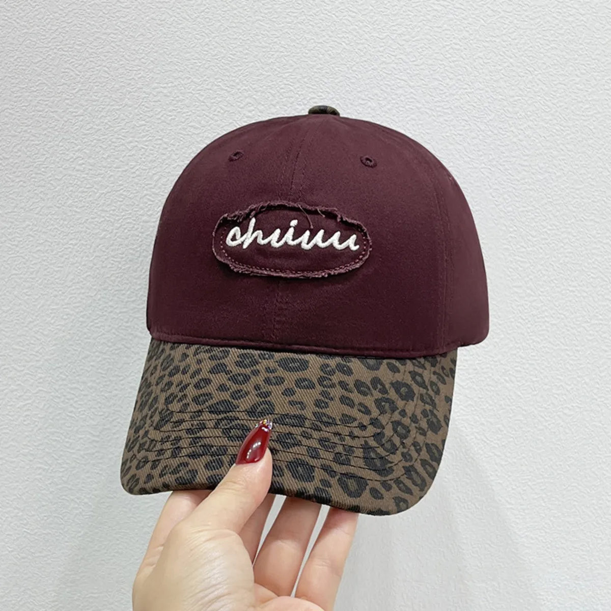 Leopard Print Baseball Cap with Embroidered Letter Easy Apparels