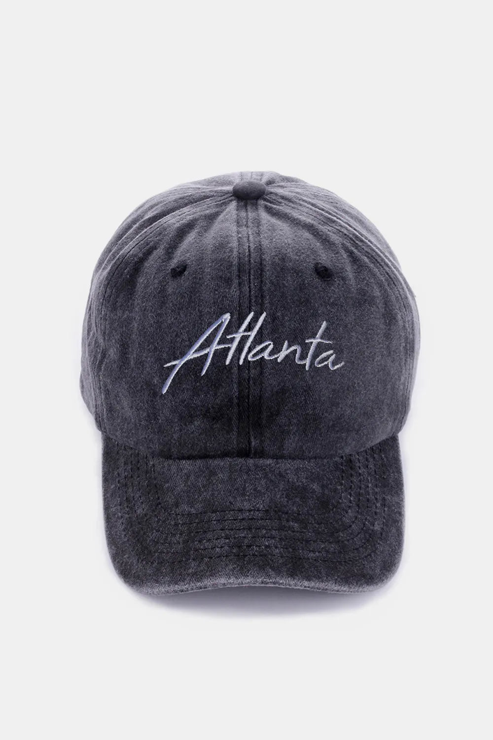 Zenana Washed ATLANTA Embroidered Baseball Cap Atlanta Black One Size Easy Apparels