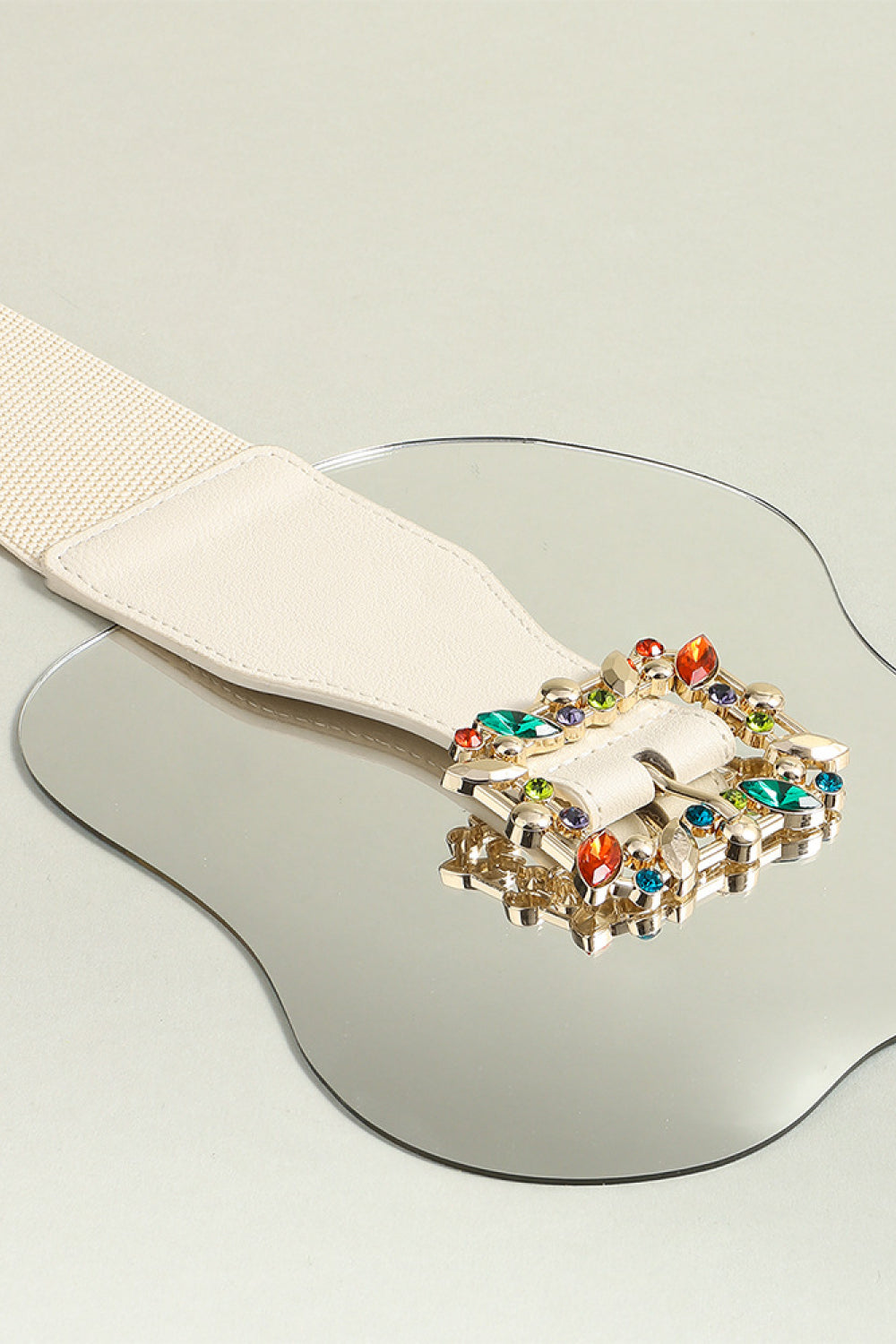 Multicolored Leaf Buckle Elastic Belt Easy Apparels