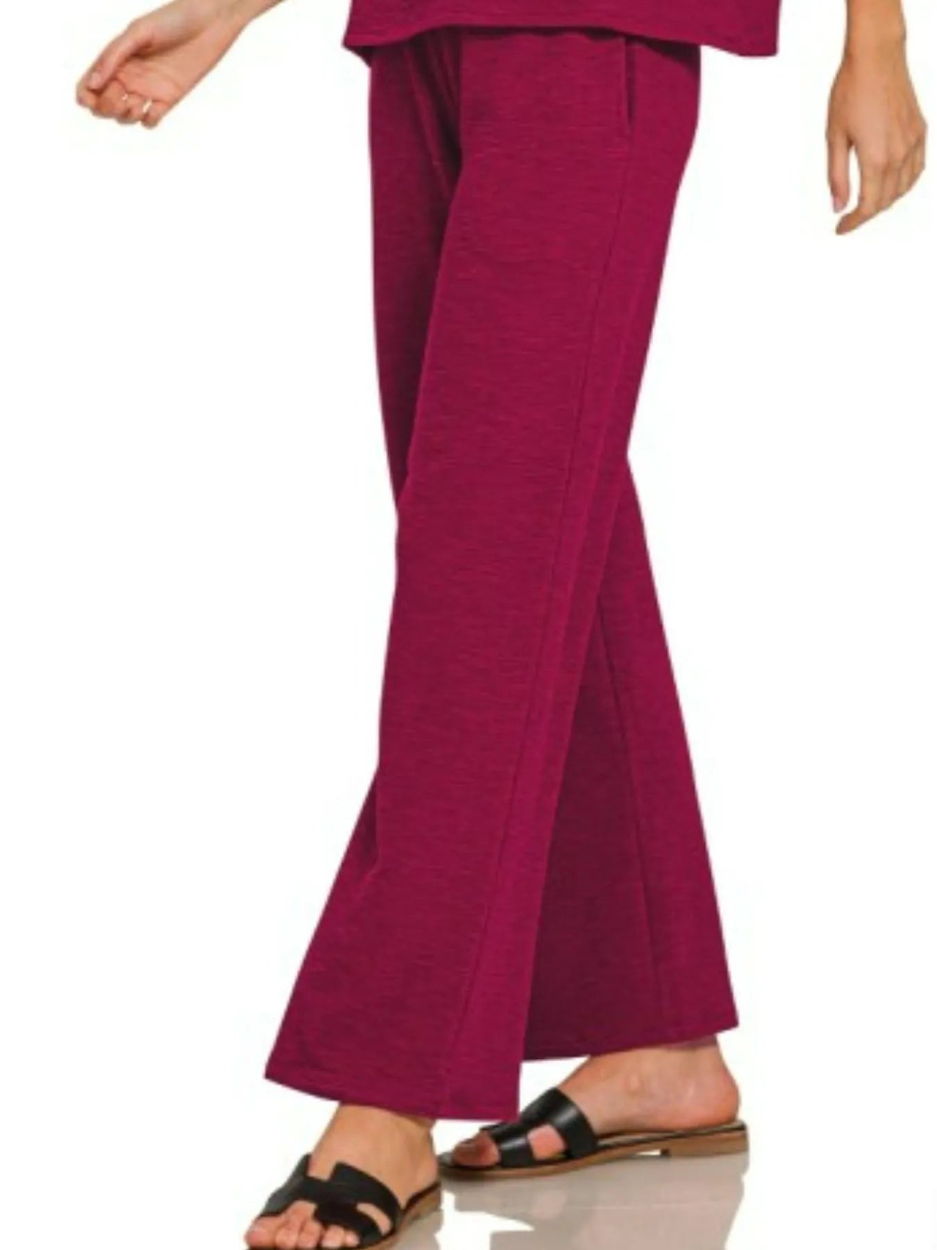 Zenana Slub Short Sleeve T-Shirt and Pants Set Easy Apparels