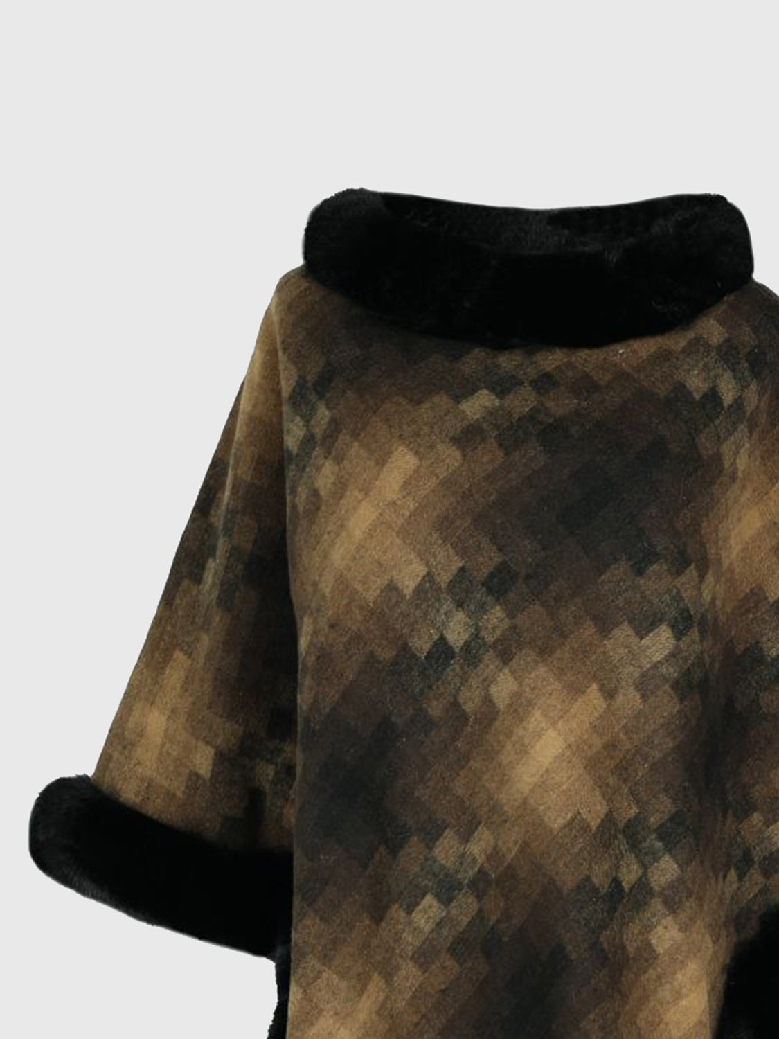 Faux Fur Trim Poncho Easy Apparels