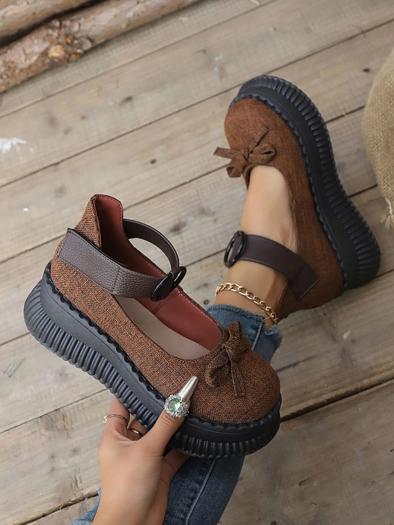 Bow Round Toe Platform Loafers Easy Apparels