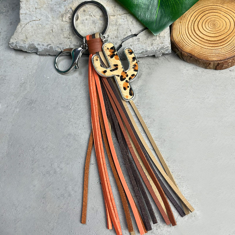 Cactus Keychain with Tassel Style A One Size Easy Apparels