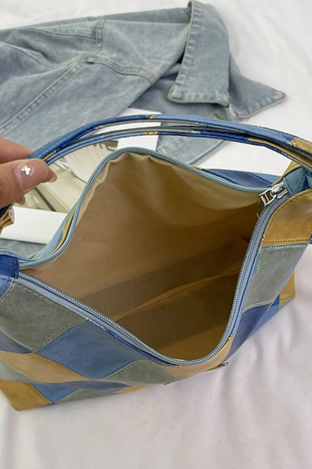 PU Leather Color Block Shoulder Bag Easy Apparels