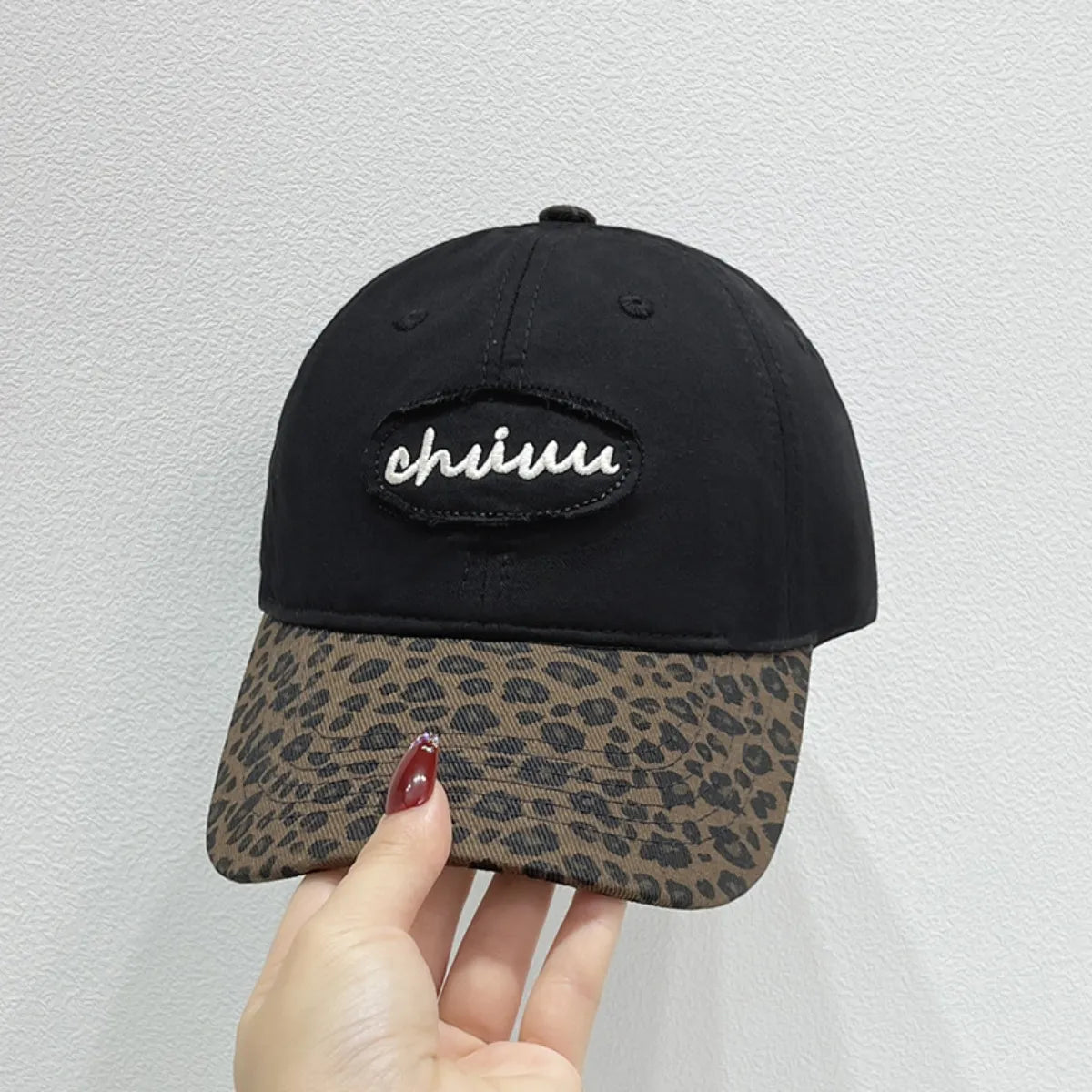 Leopard Print Baseball Cap with Embroidered Letter Easy Apparels