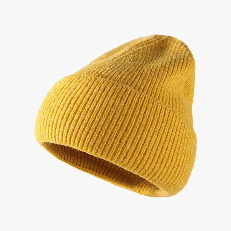 Thermal Solid Knit Hat Yellow One Size Easy Apparels