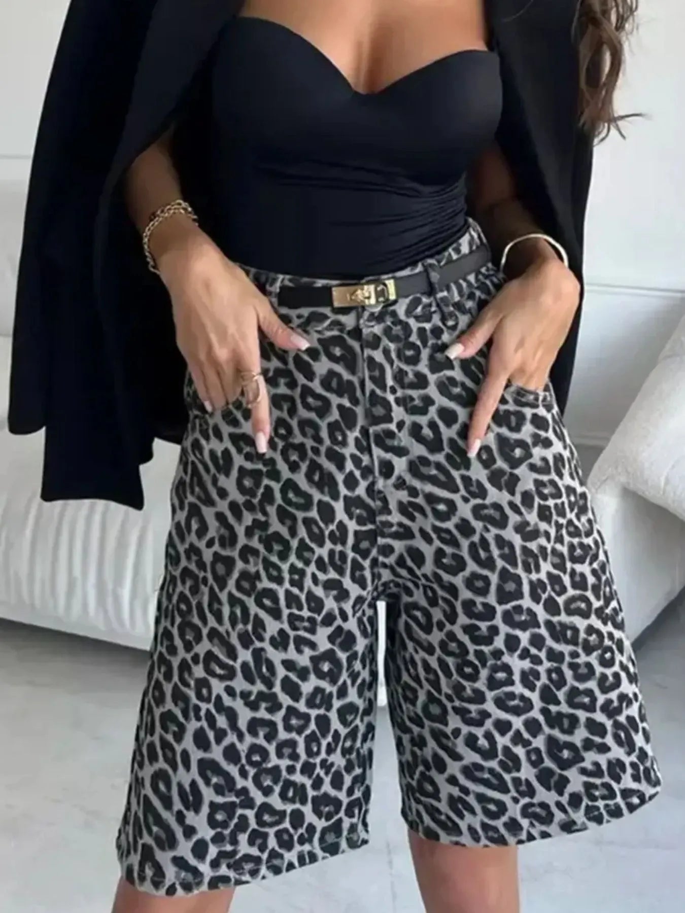 Leopard Print High-Waisted Casual Shorts Easy Apparels