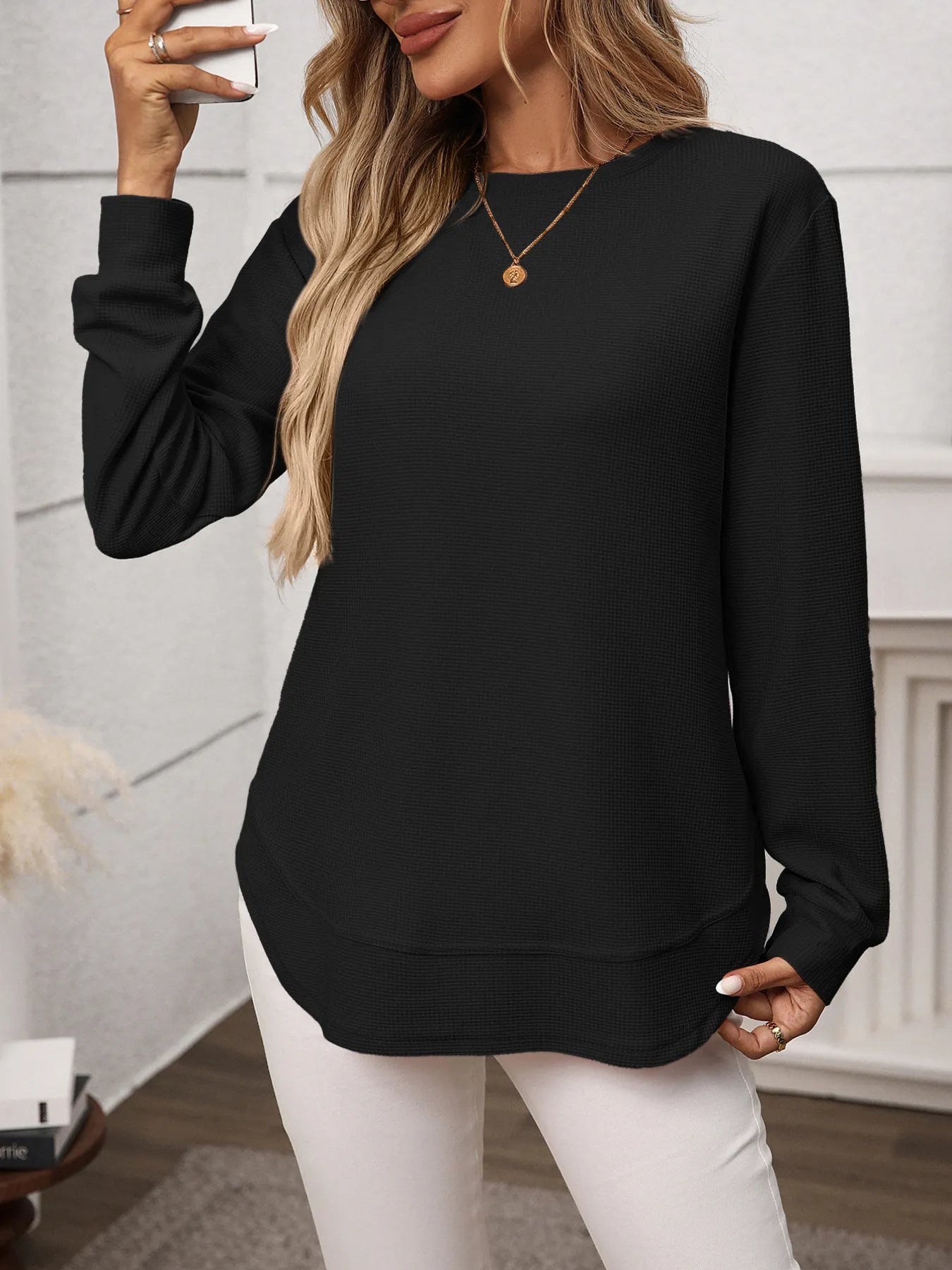 Trendsi Long Sleeve Round Neck T-Shirt
