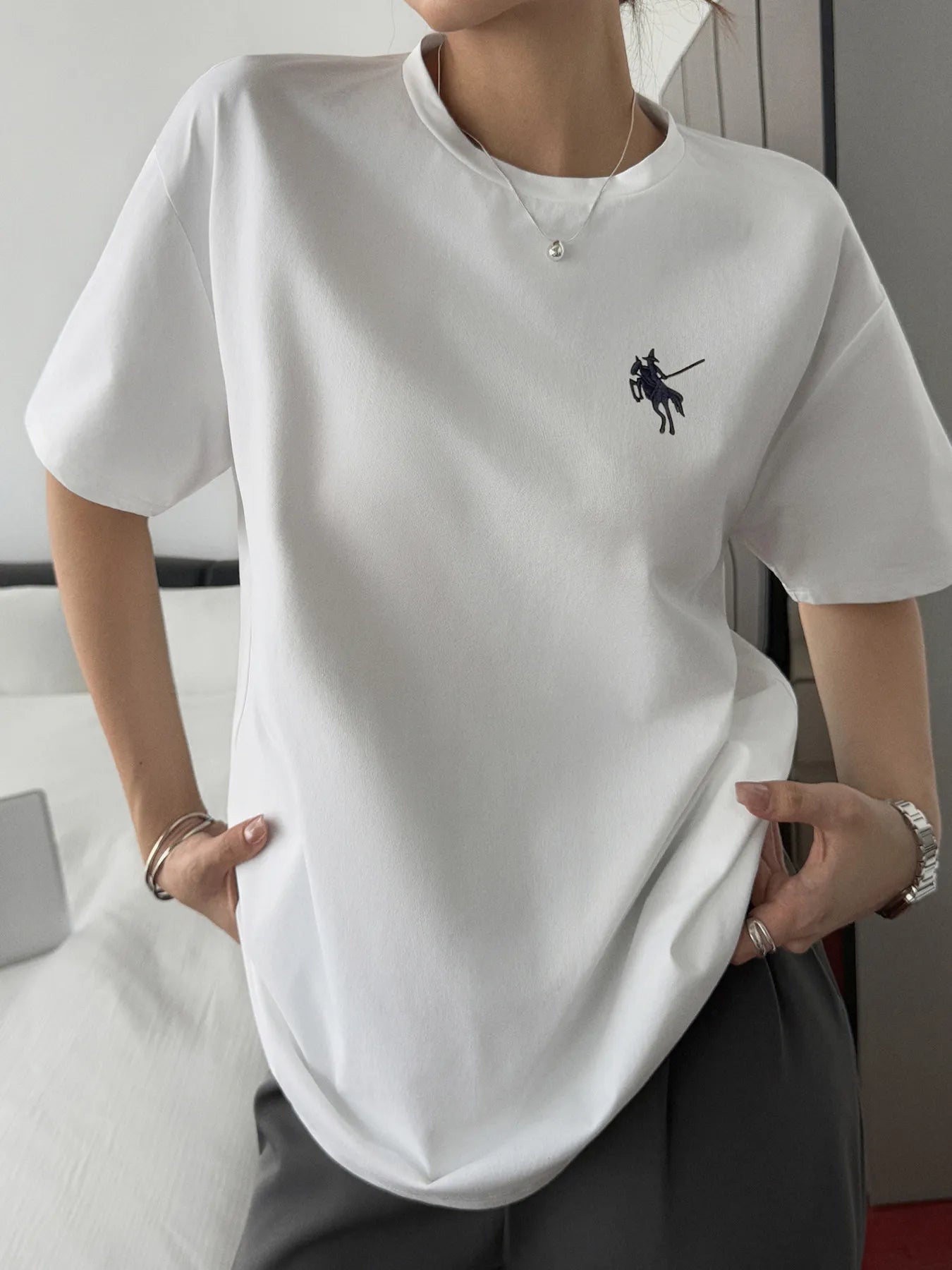 Trendsi Round Neck Short Sleeve T-Shirt Ivory