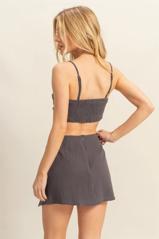 HYFVE Ruched Bra Top and Mini Skirt Set Easy Apparels